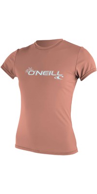 2023 O'Neill Mulher Basic Skins T-shirt De Manga Curta Sun Rash 3547 - Light Grapefruit